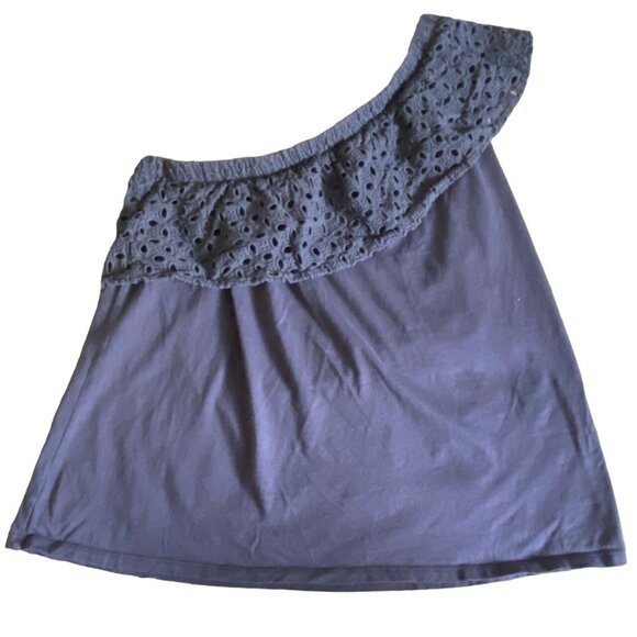 Ann Taylor's LOFT Womens One Shoulder Ruffled Blouse-Gray-Size M-GUC - Picture 1 of 6